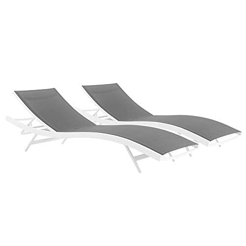 Ergode Glimpse Outdoor Patio Chaise Lounge Chair Set of 2 | Comfortable & Stylish | Breathable Mesh Seat | Adjustable Recline | Durable Aluminum Frame | Non-Marking Foot Caps | Elegant Modern Design