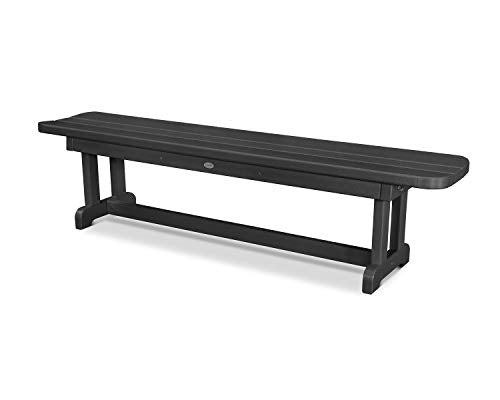 POLYWOOD Park 72" Harvester Backless Bench, Black - Modern Outdoor Garden Bench - Heavy-Duty HDPE Patio Seating - 6-Foot Long Bench for Deck, Porch & Backyard