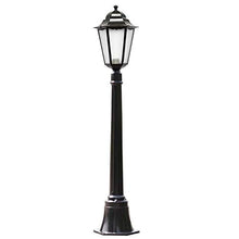 EliteBloom E27 Retro Black Outdoor Waterproof Patio Street Light Fixture Rust-Proof Metal Glass Lantern Landscape Path Lighting Villa Garden Lawn Grass Floor Lamp High Pillar (Height 110cm)