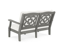 Martha Stewart by POLYWOOD® Chinoiserie 4-Piece Deep Seating Set with Loveseat in Slate Grey/Natural Linen