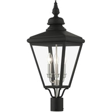 Livex Lighting 27375-04 Adams - 3 Light Large Outdoor Post Top Lantern in Traditional Style-26.75 Inches Tall and 10.63 Inches Wide, Finish Color: Black/Brushed Nickel