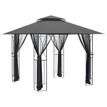HKTMGDNG 10x10 Patio Gazebo with Mesh Sidewalls Anthracite Steel Tent