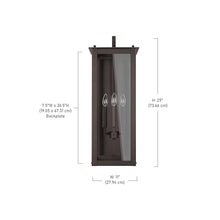 Capital Lighting 934641OZ Hunt Urban/Industrial Clear Glass Rectangular Outdoor Wall Lantern, 4-Light 240 Total Watts, 29" H x 11" W, Oiled Bronze