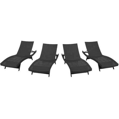 Afuera Living Modern Outdoor Grey Wicker Chaise Lounge Set of 4