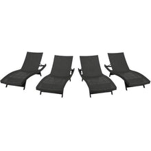 Afuera Living Modern Outdoor Grey Wicker Chaise Lounge Set of 4