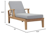 Modway EEI-1151-NAT-GRY-SET Marina Premium Grade A Teak Wood Outdoor Patio Chaise Lounge Chair, Natural Gray