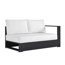 Modway Tahoe Aluminum Modular Right-Facing Outdoor Patio Loveseat in Gray White with Weather-Resistant Cushions, Couch for Garden Backyard, Poolside