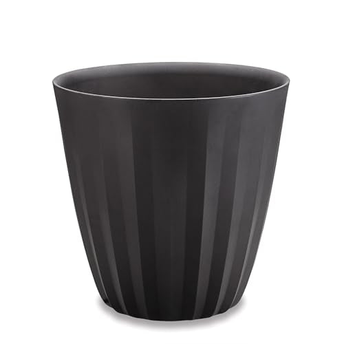 Crescent Garden Pleat Planter, Large Outdoor Pot, 23-Inch Tall (Caviar Black)