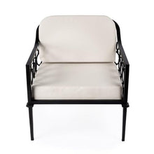 Home Square Iron Upholstered Outdoor Lounge Chair in Black - Set of 2