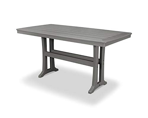 POLYWOOD® Nautical Trestle 38" x 73" Counter Table in Slate Grey