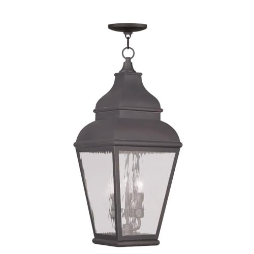 Bailey Street Home 3 Light Outdoor Pendant Lantern Farmhouse Style 10" Wide 25" High Bronze