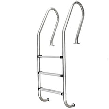 Swimming Pool handrail Climbing Ladder Stainless Steel Swimming Pool Ladder with Three Layers of Non-Slip Foot Pedals Large Ground Swimming Pool Step Safety Railing (Silver 161cm)