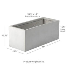TITAN GREAT OUTDOORS Ash & Ember 15.75" Short Box Satin Ivory Planter, Lightweight Fiberstone with Weather-Resistant Finish, Modern Rectangle Planter Box for Indoor and Outdoor Plants