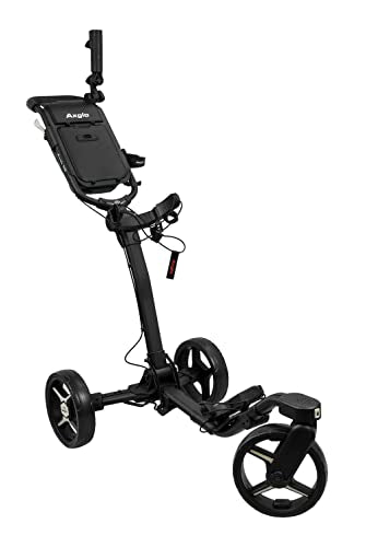 Axglo V3 Golf Push Cart Golf Trolley 3 Wheels Swivel Front Wheel Hand Brake Lightweight Black/Grey