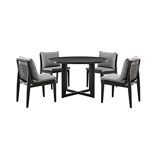 Armen Living Grand Modern 5-Piece Outdoor Patio Dining Set Black