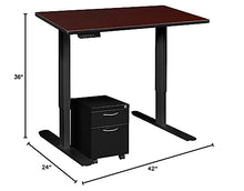 Regency Esteem Single Pedestal Height Adjustable Desk 42" Mahogany/Black