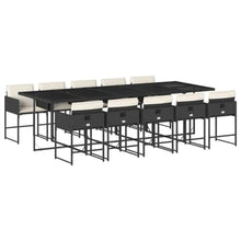 LKJephalotrope 11 Piece Patio Dining Set with Cushions, Black PE Rattan Outdoor Dining Furniture for 10, Tempered Glass Top Table and Foldable Chairs for Garden, Backyard and Porch