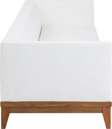 Meridian Furniture 389White-S96 Rio Collection Modern | Contemporary Outdoor Patio Off White Resilient Water Resisting Fabric Modular Sofa with Durable Acacia Wood Frame