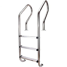 Swimming Pool Ladder 304 Stainless Steel Swimming Pool Ladder with 3-Layer Anti-Skid Ladder Water Park Ladder no Embedded/Silver / 54×58×150cm (Silver 54×58×150cm)