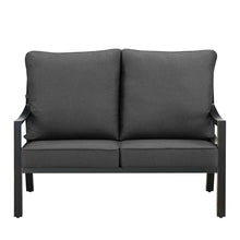Oakland Living Black Aluminum Patio Deep Seating Outdoor Two Seater Loveseat with Black Cushions