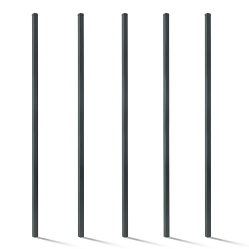 Fencer Wire Heavy Duty 8FT Steel Fencing Border Post Pack of 5 Black