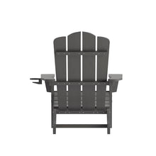 Flash Furniture Newport Adirondack Chairs with Cup Holders, Weather Resistant Poly Resin Adirondack Chairs, Set of 4, Gray