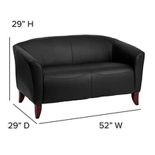 BizChair Black LeatherSoft Loveseat with Cherry Wood Feet