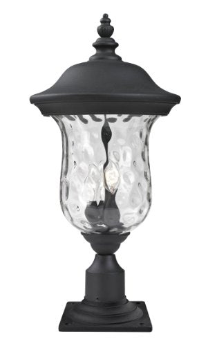 Z-Lite 533PHB-533PM-BK Armstrong Outdoor Post Mount Light, Aluminum Frame, Black Finish and Clear Water Glass Shade of Glass Material