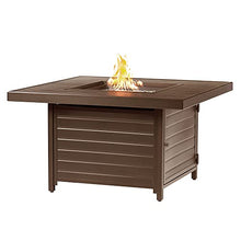 Oakland Living Square 42 in. x 42 in. Aluminum Propane Fire Pit Table with Glass Beads, Two Covers, Lid, 57,000 BTUs in Brown Finish