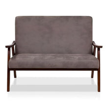 Furniture of America Kikee Faux Leather Cushioned Loveseat Bench in Brown