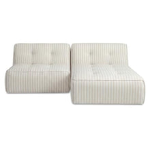 NADAAL STUDIOS Auvian 2-Piece Outdoor Nook, Corner Layout, Tufted Cushions, Acrylic Upholstery, Quick-Dry Foam, Aluminum Frame, Brown Stripe