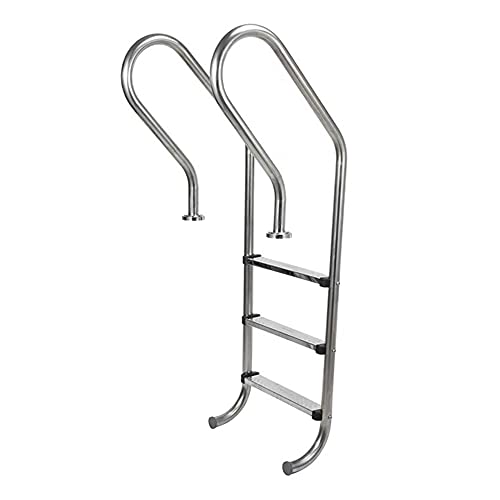 Swimming Pool Ladder Free of pre-Embedded 304 Stainless Steel Swimming Pool handrail Climbing Ladder with 3-Layer Non-Slip Ladder Swimming Pool Steps/Silver / 50×58×158cm (Silver 50×58×15