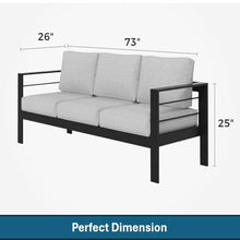 Durable All-Weather Aluminum Outdoor Coffee Table for Patio, Deck, or Balcony – Modern Sleek Design with Rust-Resistant Finish (Black+ Gray + Olefin-2)