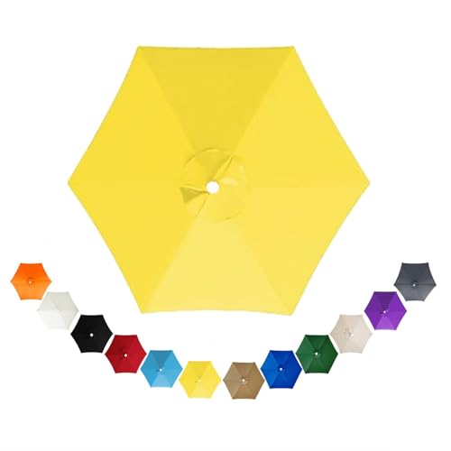 MXJCKSOQ Beige Replacement Parasol Canopy 2.0m/3.0m/3.5m - Waterproof Breathable 6-Rib Umbrella Fabric for Sunshade & Patio Umbrella - Canopy Material,Yellow-3.5m/6-Ribs