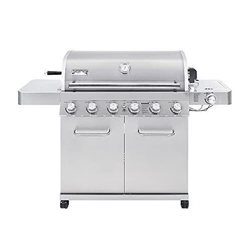 Monument Grills 77352 6+1 Burner Stainless Steel Cabinet Style Propane Gas Grill with Knob Controls, Side Burner, Built-In Thermometer, and Rotisserie Kit