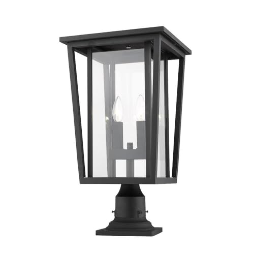 Z-Lite 571PHBR-533PM-BK 2 Light Outdoor Pier Mounted Fixture, Black