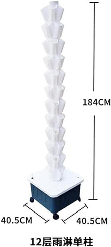 FLTRGO 8 Layer Garden Hydroponic Growing System Vertical Tower Vertical Planting Tower for Hydroponics in Rain for Fruits, Vegetables, Herbs, White,Hydroponic Growing Kits Syst