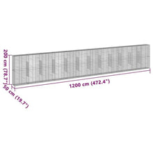 HKQWPBF Gabion Basket with Cover 472.4x19.7x78.7 Inch Galvanized Iron