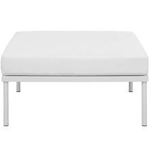 Contemporary Modern Outdoor Patio Balcony Garden Lounge Side Chair Ottoman White Fabric Aluminum