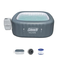 Coleman SaluSpa 114 AirJet Square Hot Tub with Spa Seat & Padded Headrest Pillows Gray