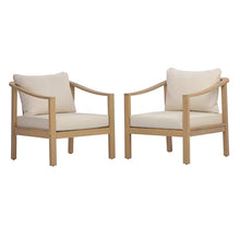 Merax Patio Acacia Wood Club Chair with All-Weather Coushions, Set of 2