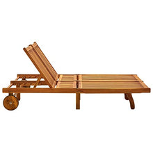 Fisinber 2-Person Garden Sun Lounger with Anthracite Cushions, Solid Acacia Wood Outdoor Double Chaise Lounge Chair with Wheels and Adjustable Backrest for Patio and Poolside