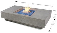 Elementi+ | Monte Carlo Gas Fire Pit Cast Concrete 60" Rectangular Fire Table, Outdoor Fire Pit Electronic Ignition | Canvas Cover, Fire Glass and Burner Lid Included | Light Gray | Natural Gas