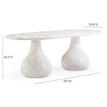 TOV Furniture Smooch White Marble Print Indoor/Outdoor 87" Oval Dining Table