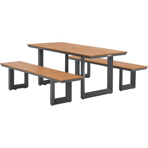 Global Industrial Urban 6' Plastic Rectangular Picnic Table & Bench Set, Tan