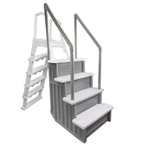 Grey w/White Steps and Flip-Up Swimming Pool Ladder for Aqua Select