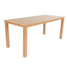 GDFStudio 68.9" Outdoor Dining Table with Umbrella Hole, HIPS Patio Dining Table for Backyard, Deck, Garden and Outdoor Dining, Wood-Look Rectangular Table, Teak