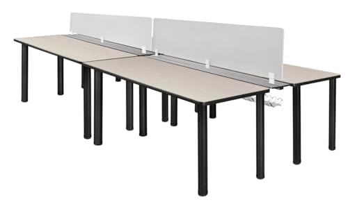 212 Main Kee Double Benching System with Privacy Divider 60x24 Maple & Black Multicoloured