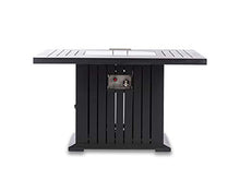 EV Fires 43" Classic Black Square Outdoor Propane Fire Pit Table, Easy to Operate Electrical Ignition - Fire Glass, Lid, and Cover Included