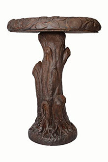Solid Rock Stoneworks Timber Wood Birdbath- 24" Tall x 18" d- Walnut